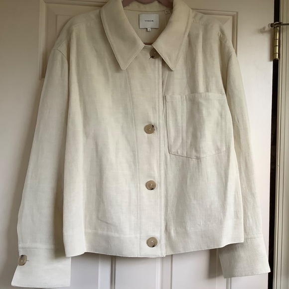 Vince Organic Cotton & Linen Twill Jacket Lemon Stone SZ 1X - Picture 6 of 16
